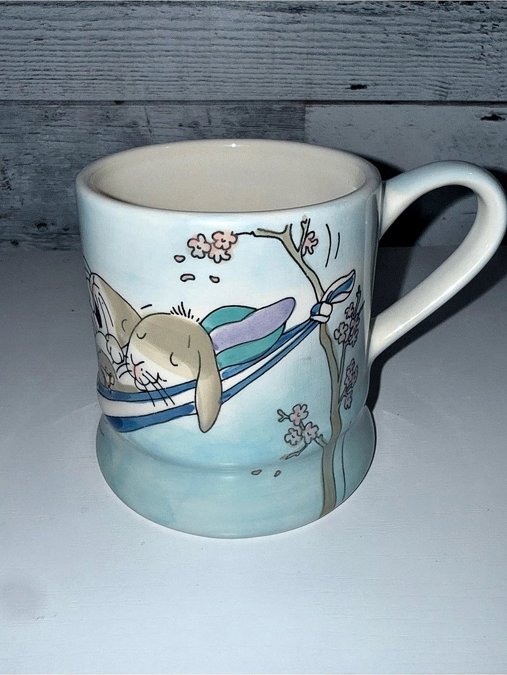 Vintage Easter 2005 Whittard of Chelsea "Sleeping Bunnies" Handpainted Mug